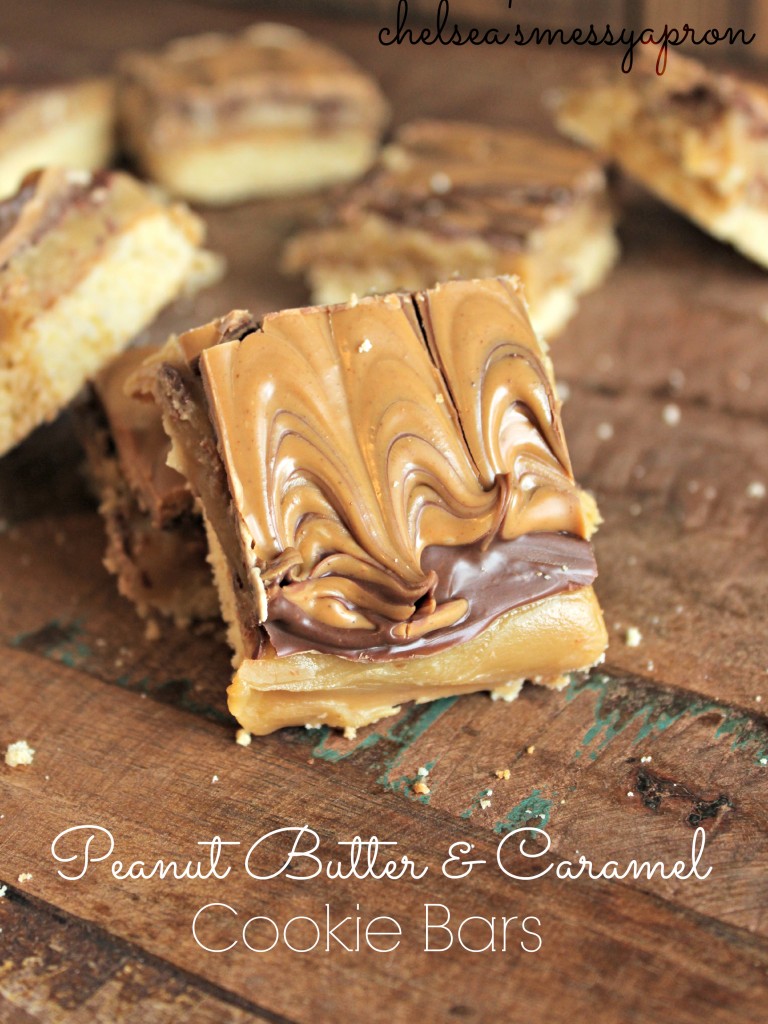 Peanut Butter & Caramel Cookie Bars - Chelsea's Messy Apron