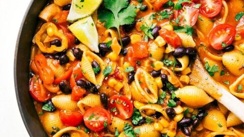 One Skillet Chicken Enchilada Pasta - Chelsea's Messy Apron