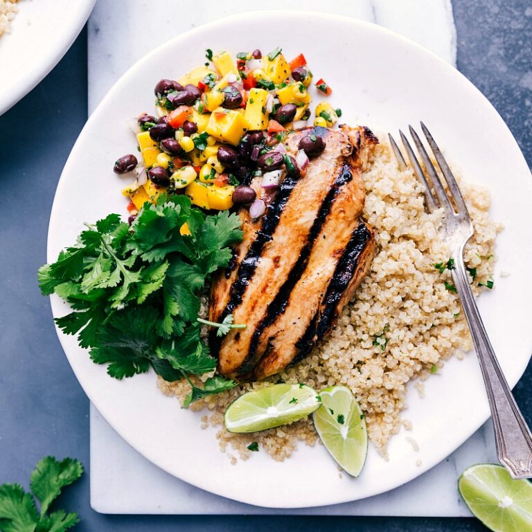 Chicken Quinoa Bowl (With a Mango Salsa!) - Chelsea's Messy Apron