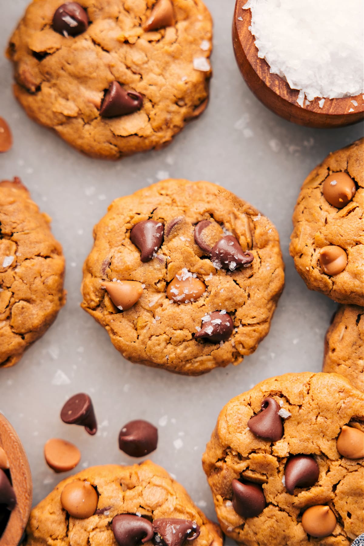 Healthy Breakfast Cookies sprinkled with sea salt, ready to enjoy.
