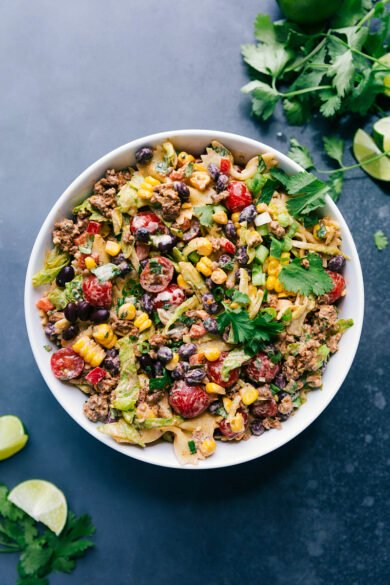 Taco Pasta Salad (Creamy Chili-Lime Dressing!) - Chelsea's Messy Apron