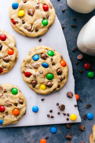 Chocolate Chip M&M Cookies (Bakery Style) - Chelsea's Messy Apron