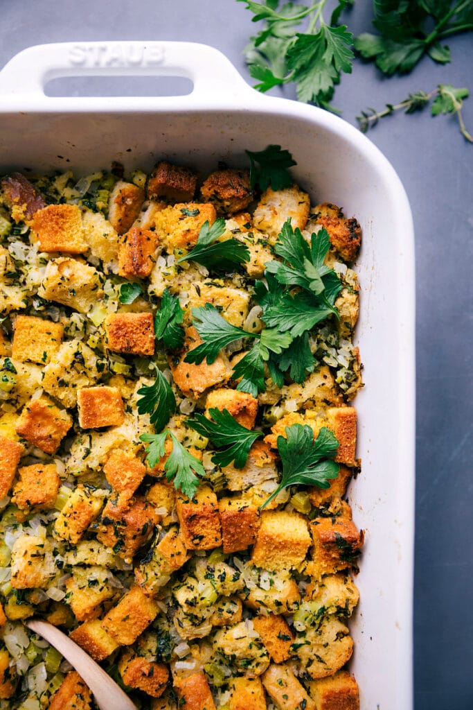 Cornbread Dressing (With Fresh Herbs!) - Chelsea's Messy Apron