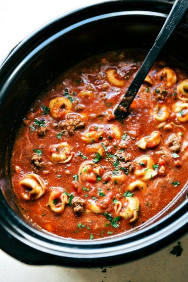 Slow Cooker Lasagna Soup (With Tortellini!) - Chelsea's Messy Apron