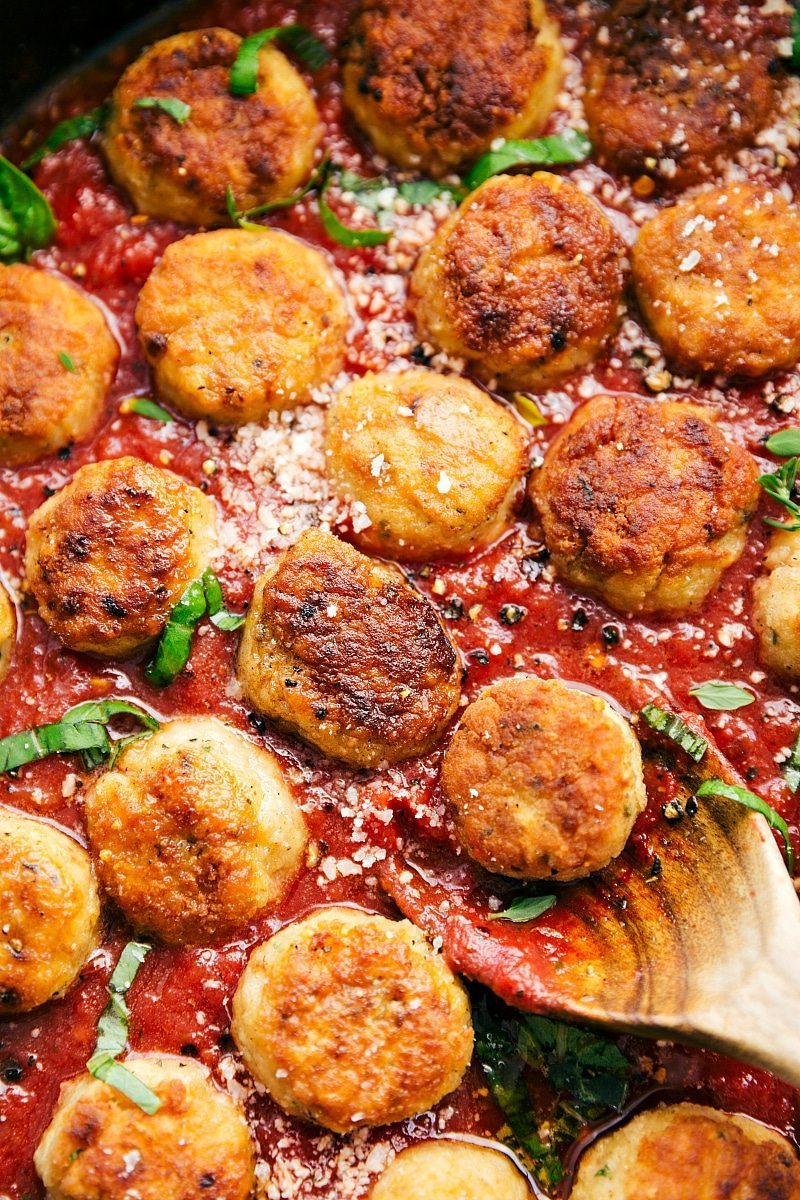 Chicken Parmesan Meatballs | Chelsea's Messy Apron