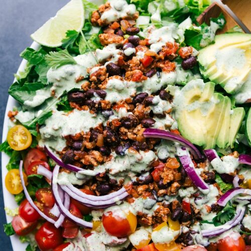 Turkey Taco Salad (Creamy Cilantro Dressing) - Chelsea's Messy Apron