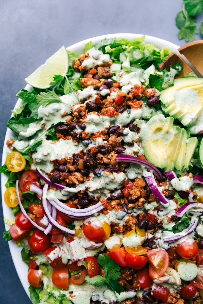 Turkey Taco Salad Creamy Cilantro Dressing Chelsea S Messy Apron