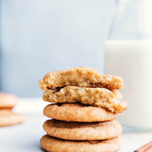 Close-up image of soft and chewy Snickerdoodle cookies.