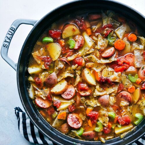 Sausage, Potato, and Cabbage Soup - Chelsea's Messy Apron