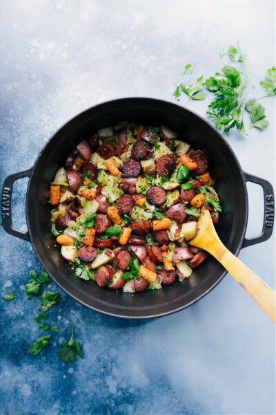 Cabbage Potatoes and Sausage (ONE Pot) - Chelsea's Messy Apron