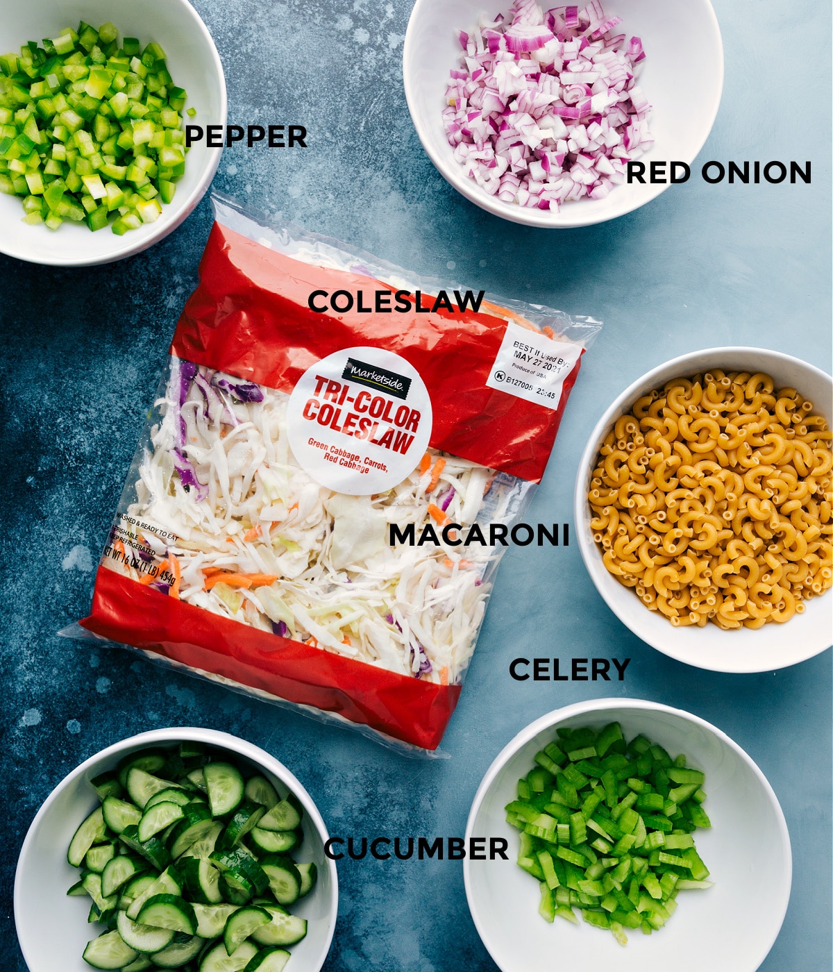All the ingredients in this recipe prepped out for easy assembly.