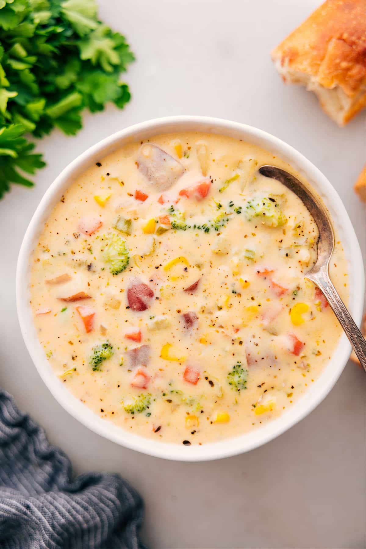 The best Creamy Vegetable Soup in a bowl, ready to enjoy.