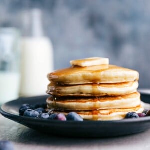 Stack of Greek Yogurt Pancakes.