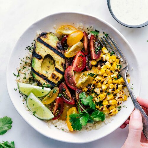 Grain Bowls with Grilled Corn, Steak, and Avocado Recipe