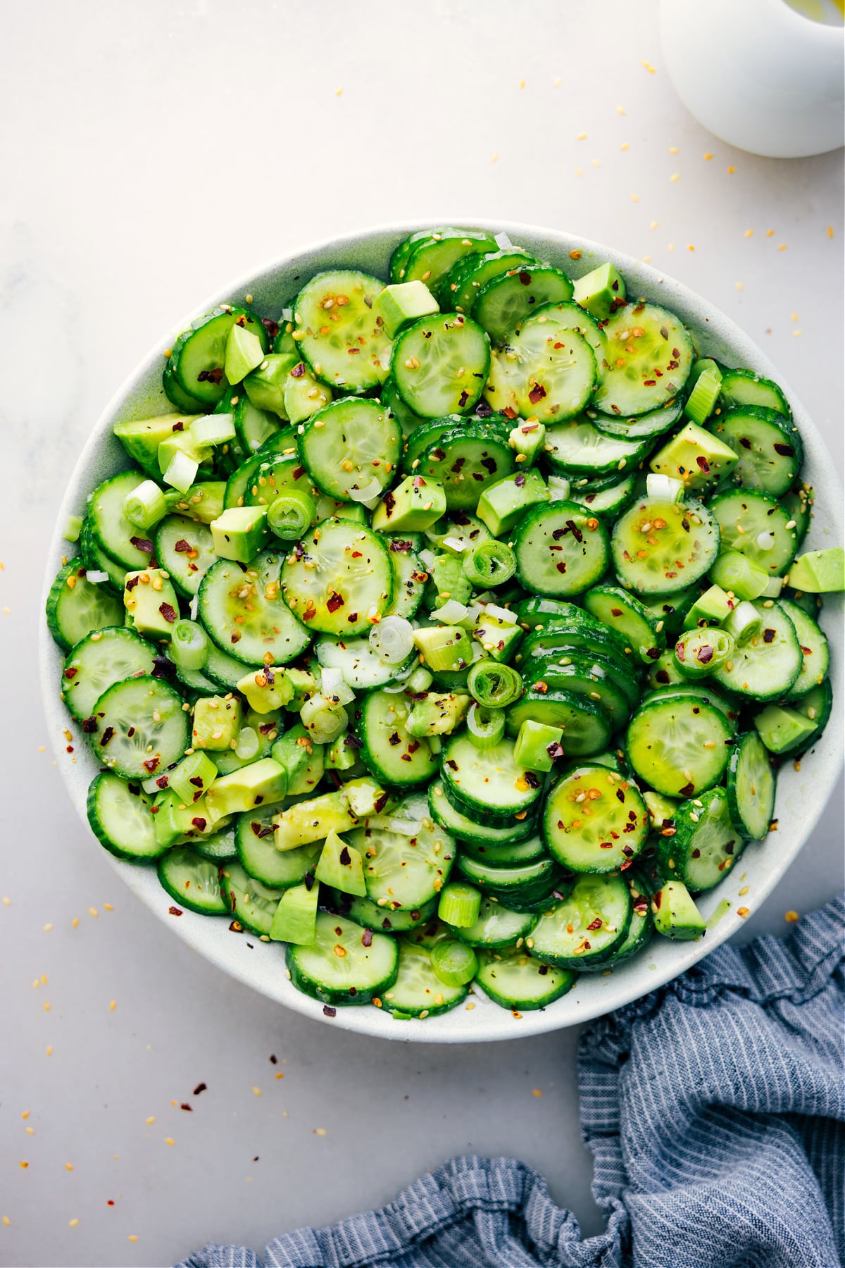 Asian Cucumber Salad in a bowl ready to be enjoyed.