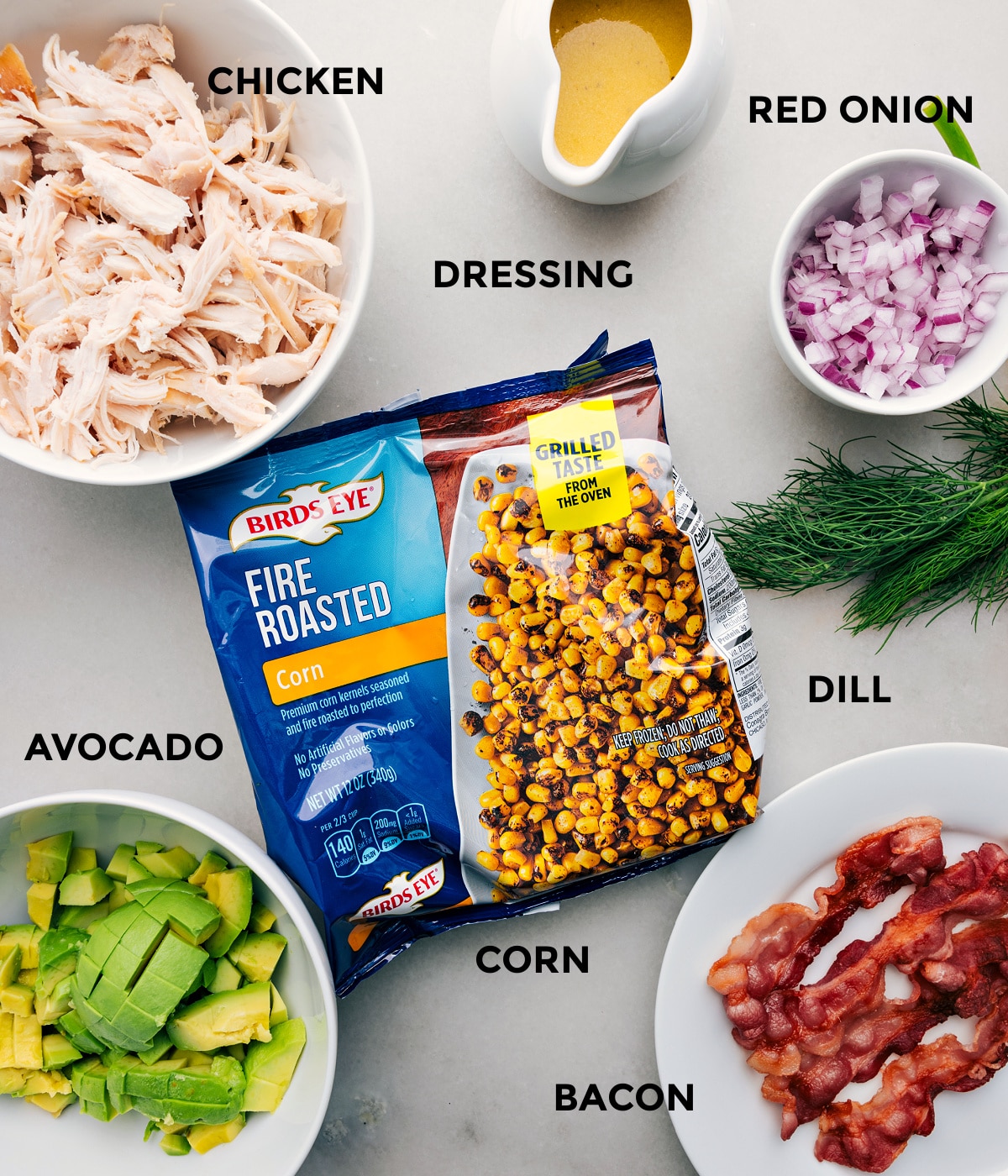 All the ingredients in this recipe prepped out for easy assembly.