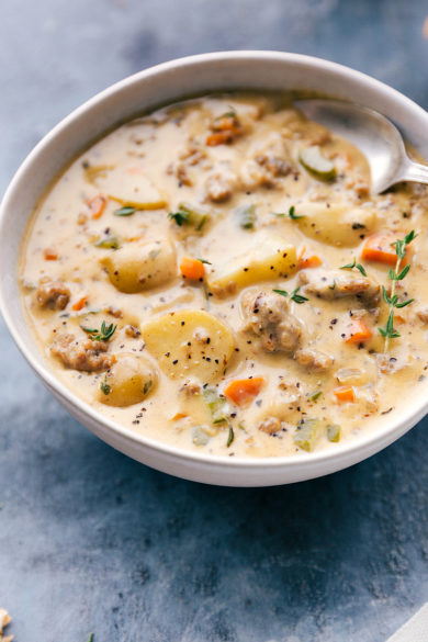 Sausage Potato Soup {Cheeseburger Soup} - Chelsea's Messy Apron