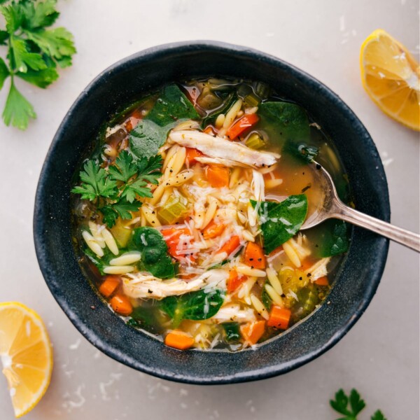 A bowl of delicious soup, ready to be savored.