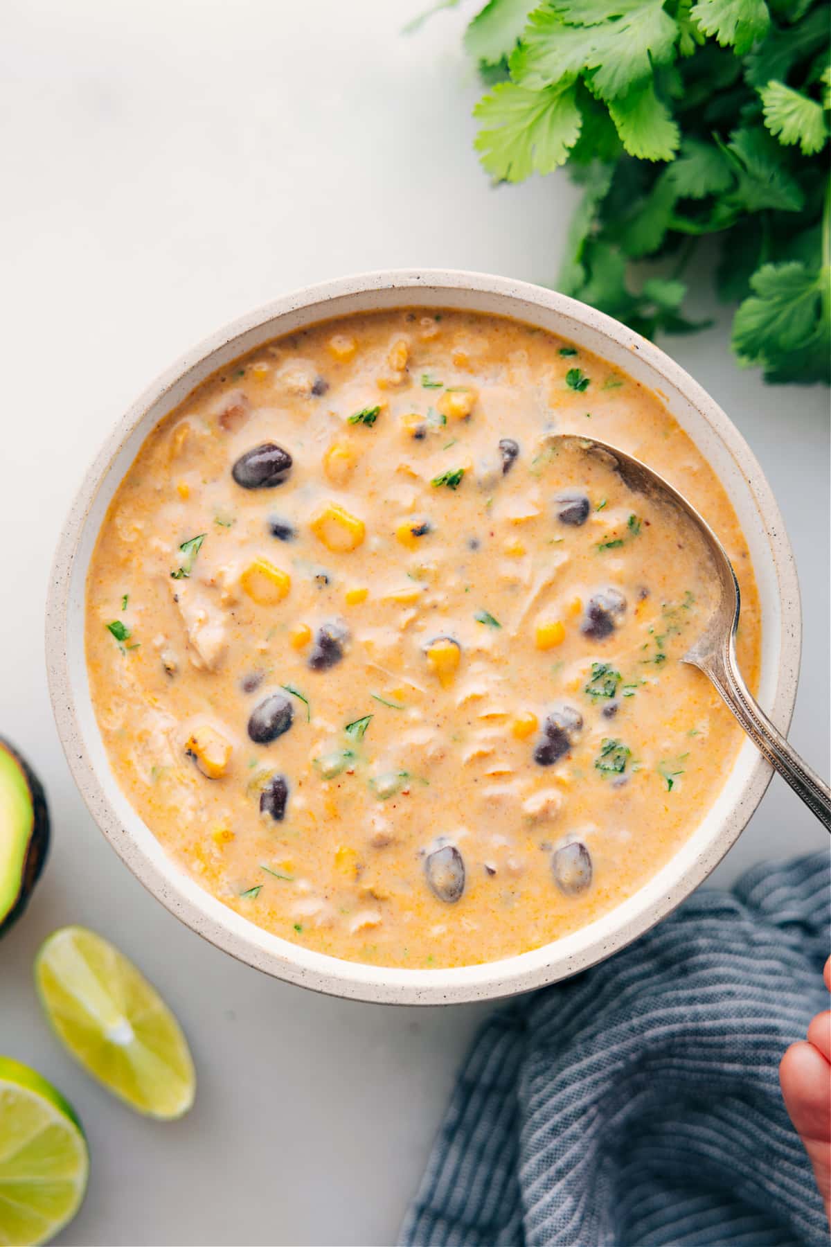 The best-ever crockpot Chicken Corn Chowder in a bowl!