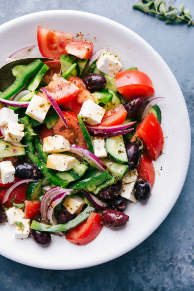 Greek Salad {BEST Dressing!} - Chelsea's Messy Apron