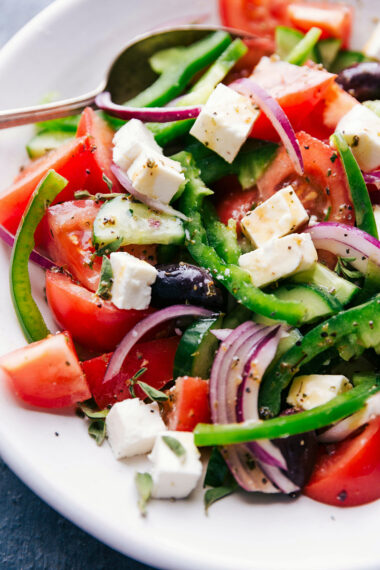 Greek Salad {BEST Dressing!} - Chelsea's Messy Apron