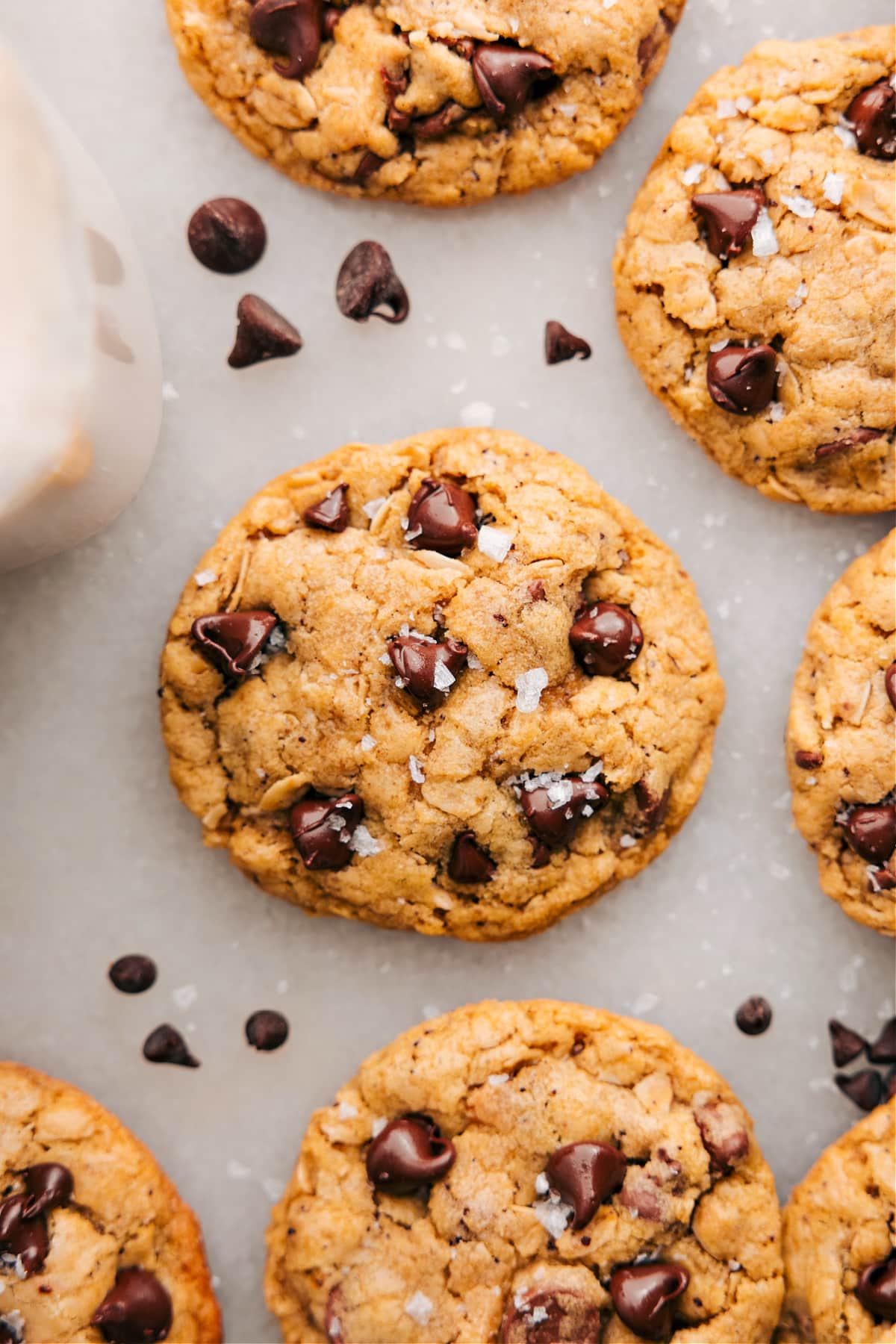 Enjoy these Brown Butter Oatmeal Chocolate Chip Cookies fresh out of the oven!