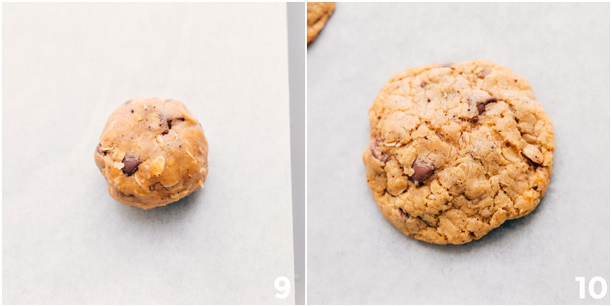 Roll the dough into balls and bake the cookies.