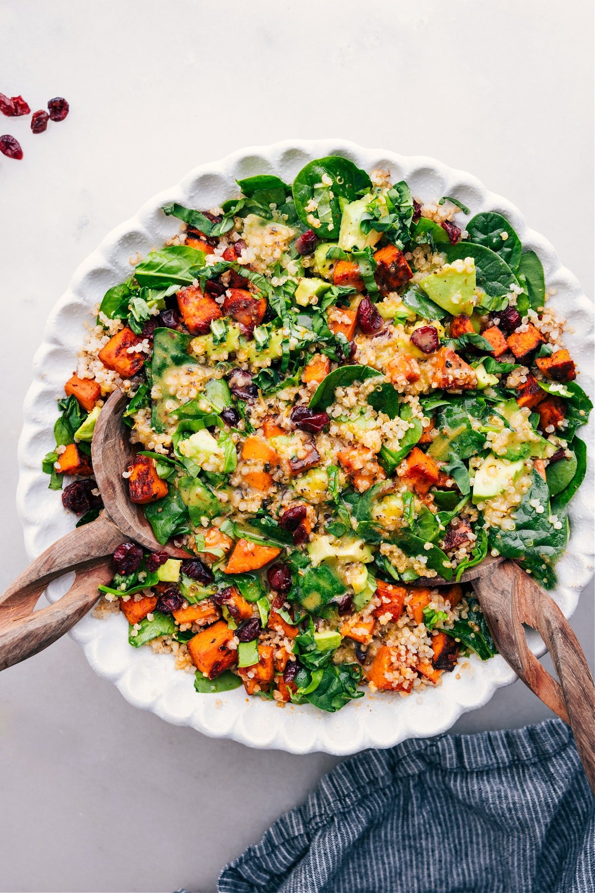 Sweet Potato-Quinoa Salad in a bowl, dressed and ready to serve.