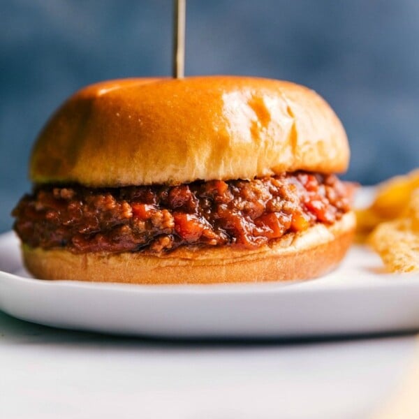 Sloppy Joe filling heaped on a warm, buttery bun, ready for enjoyment.