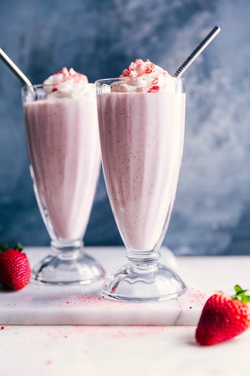 Strawberry Milkshake (4 Ingredients!) - Chelsea's Apron