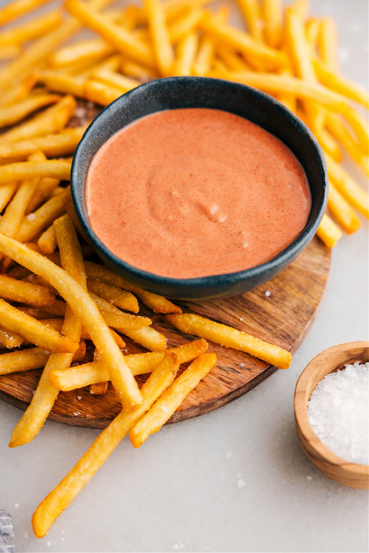 The best fry sauce in a bowl with fries on the side.