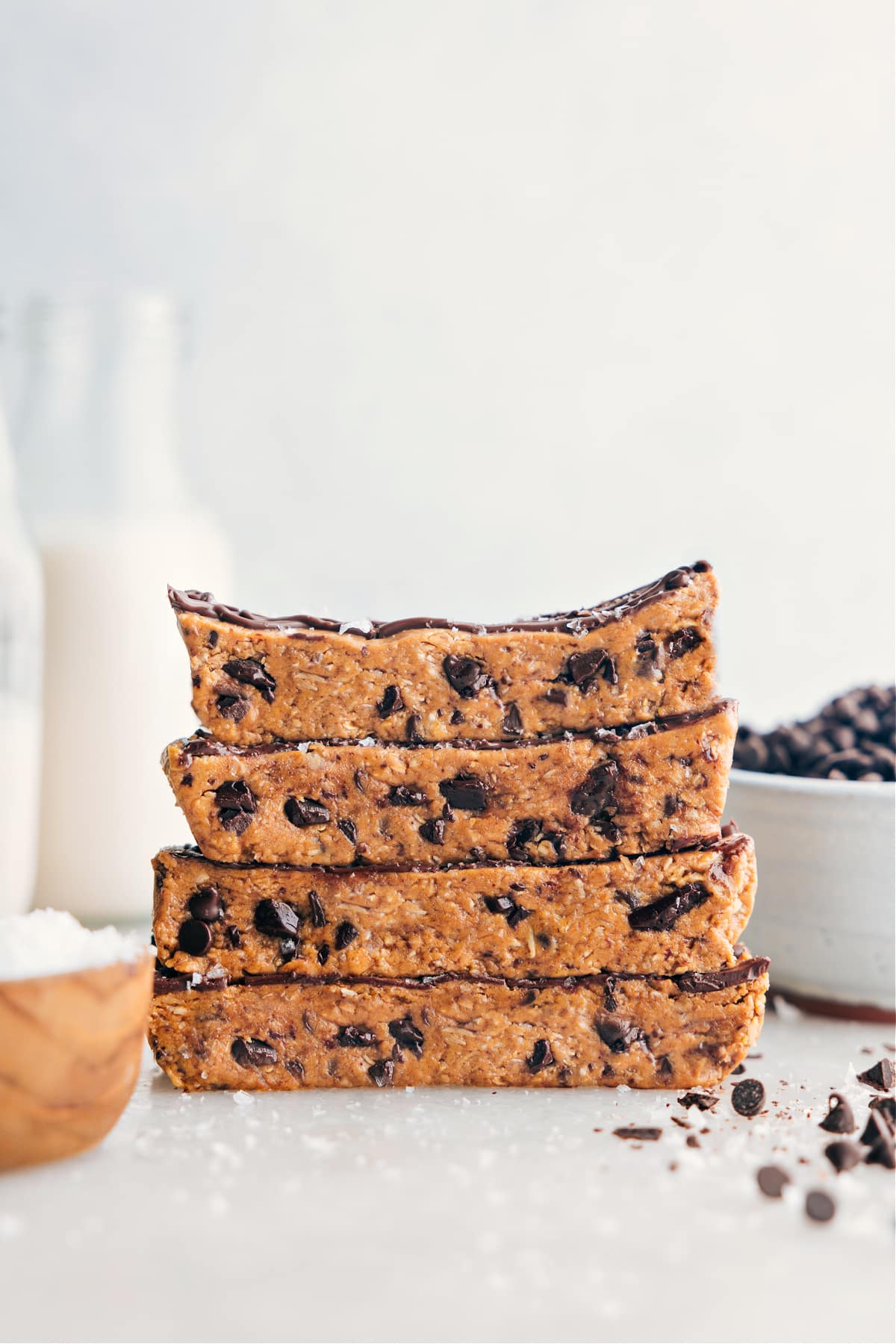Homemade Protein Bars stacked on top of each other.