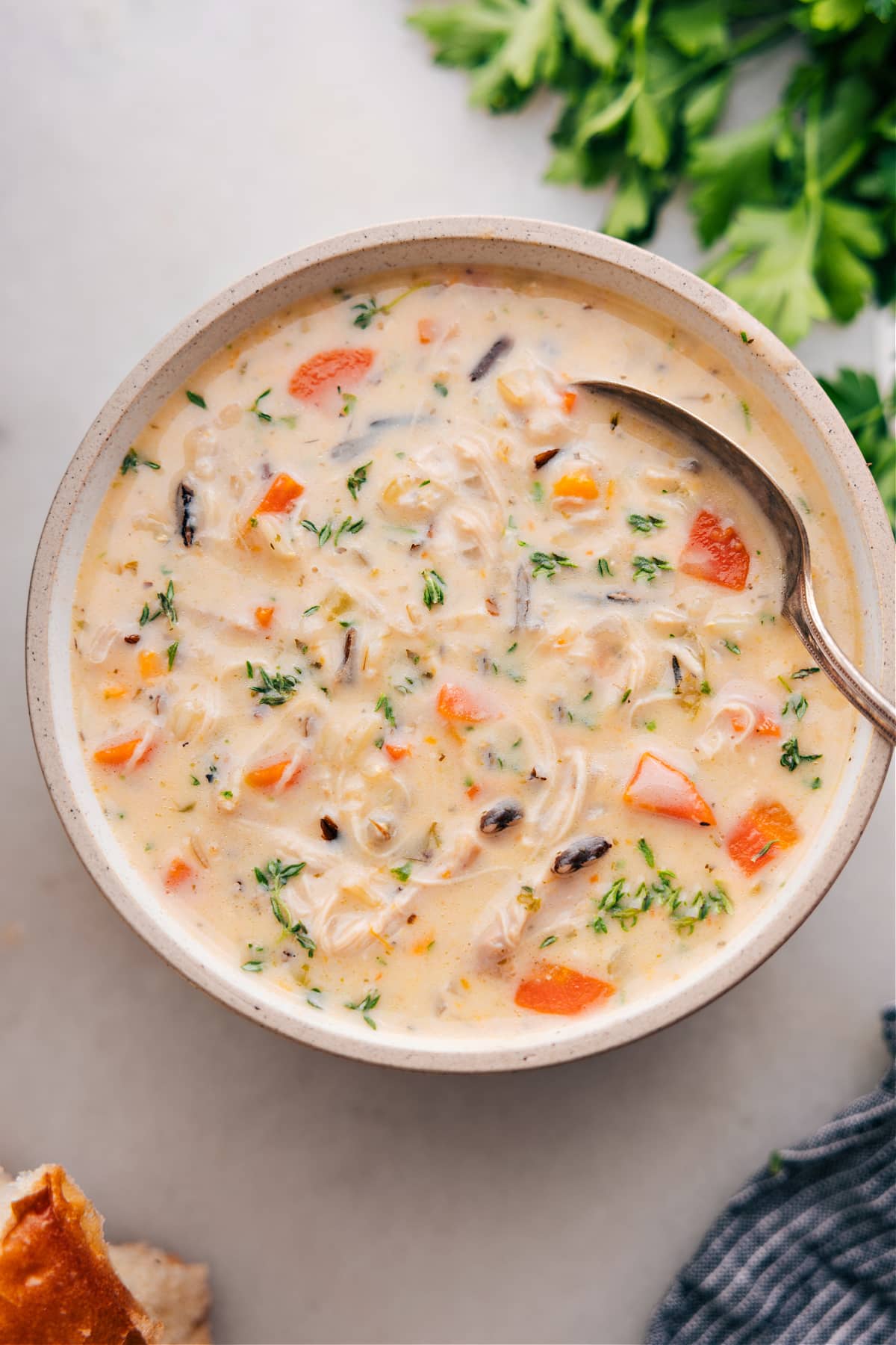 Enjoy a bowl of Crockpot Chicken Wild Rice Soup.