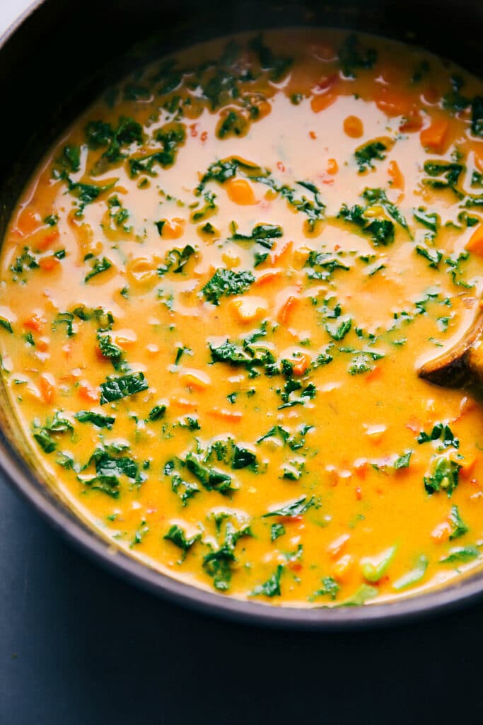 Sweet Potato Coconut Curry Soup (With Chickpeas!) - Chelsea's Messy Apron