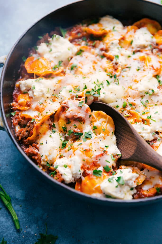 Baked Ravioli Lasagna (One Skillet!) - Chelsea's Messy Apron