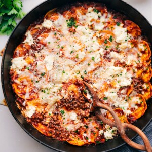 Baked Ravioli in the pot.