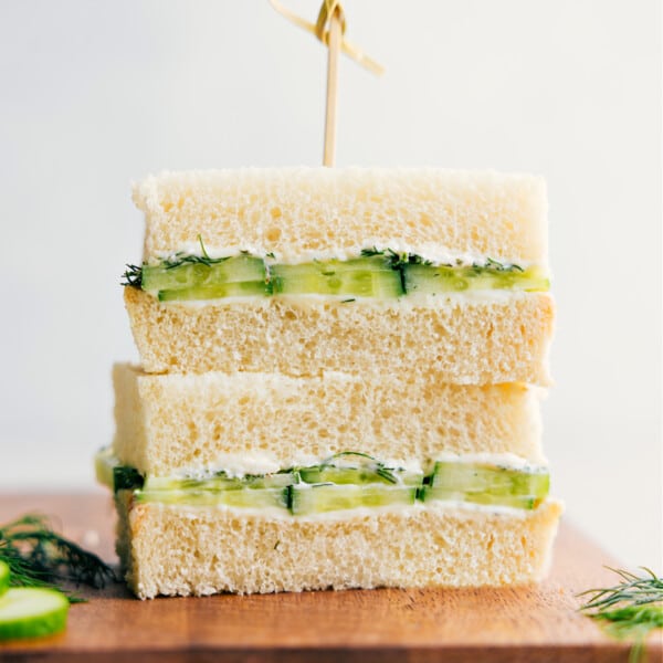 Cucumber Sandwich recipe stacked on top of each other.