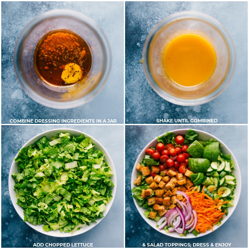 Process shots-- images of the dressing being made and the salad being assembled