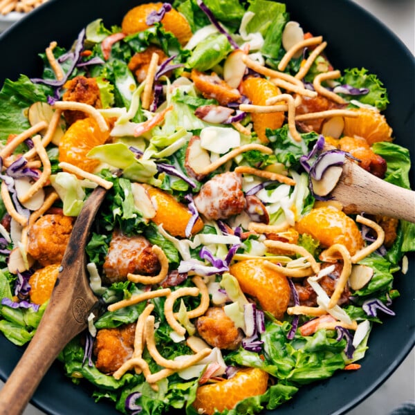 Applebee's Chicken Salad in a bowl all tossed together and ready to be served.