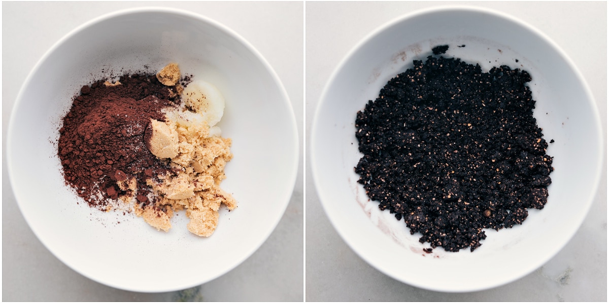 Combine all the Oreo crumble ingredients in a bowl to create an authentic Oreo crumble without any unknown additives.