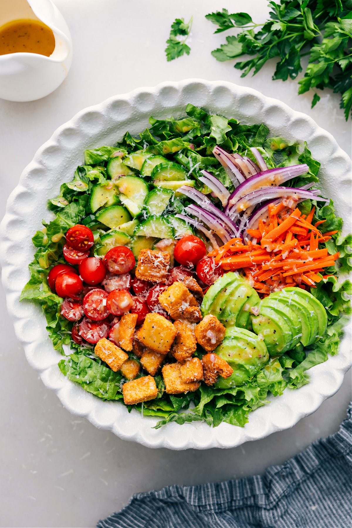 Freshly prepared garden salad in a bowl.