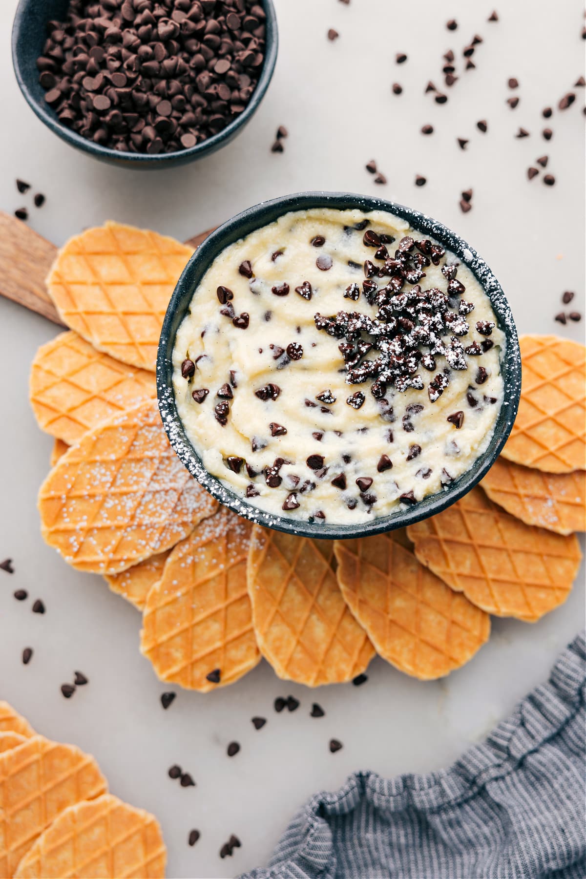 Cannoli dip in a bowl ready to be served at your next get together.