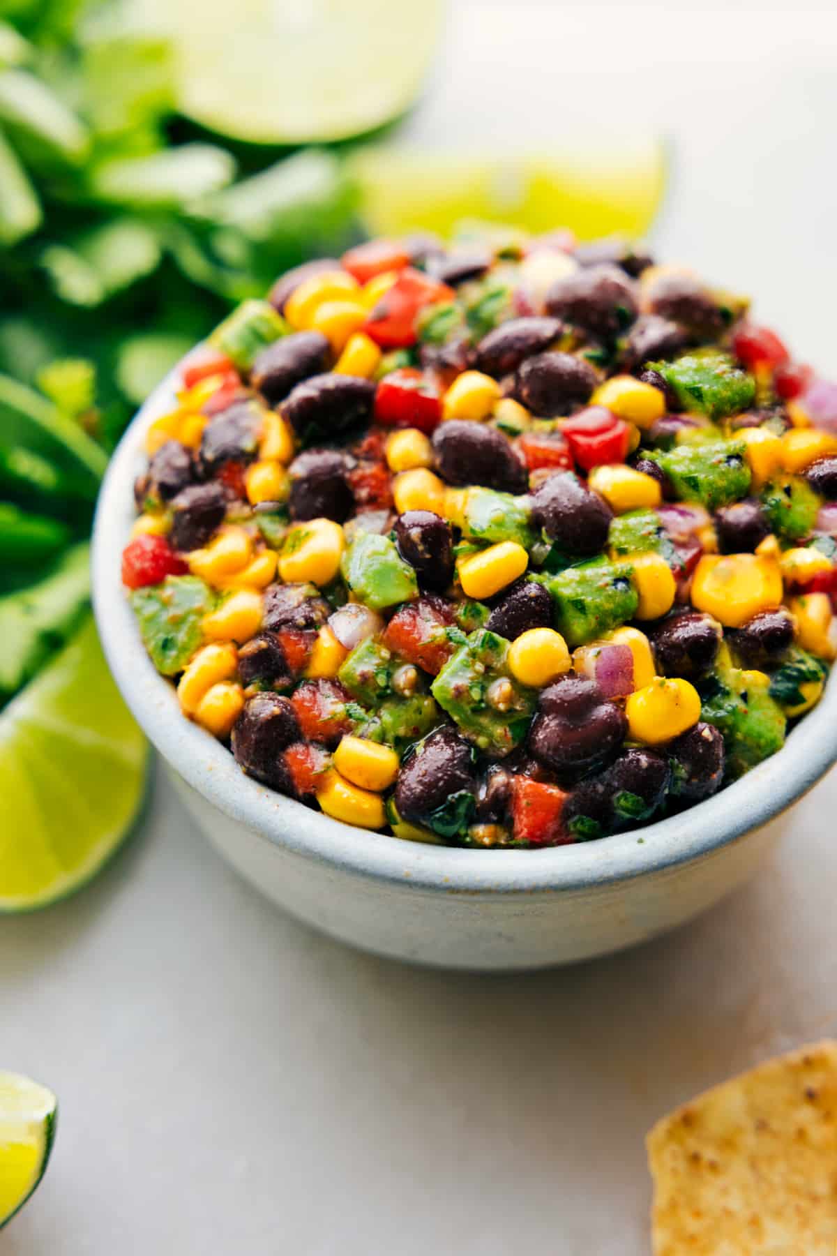 Black Bean Corn Avocado Salad recipe in a bowl ready to be enjoyed.