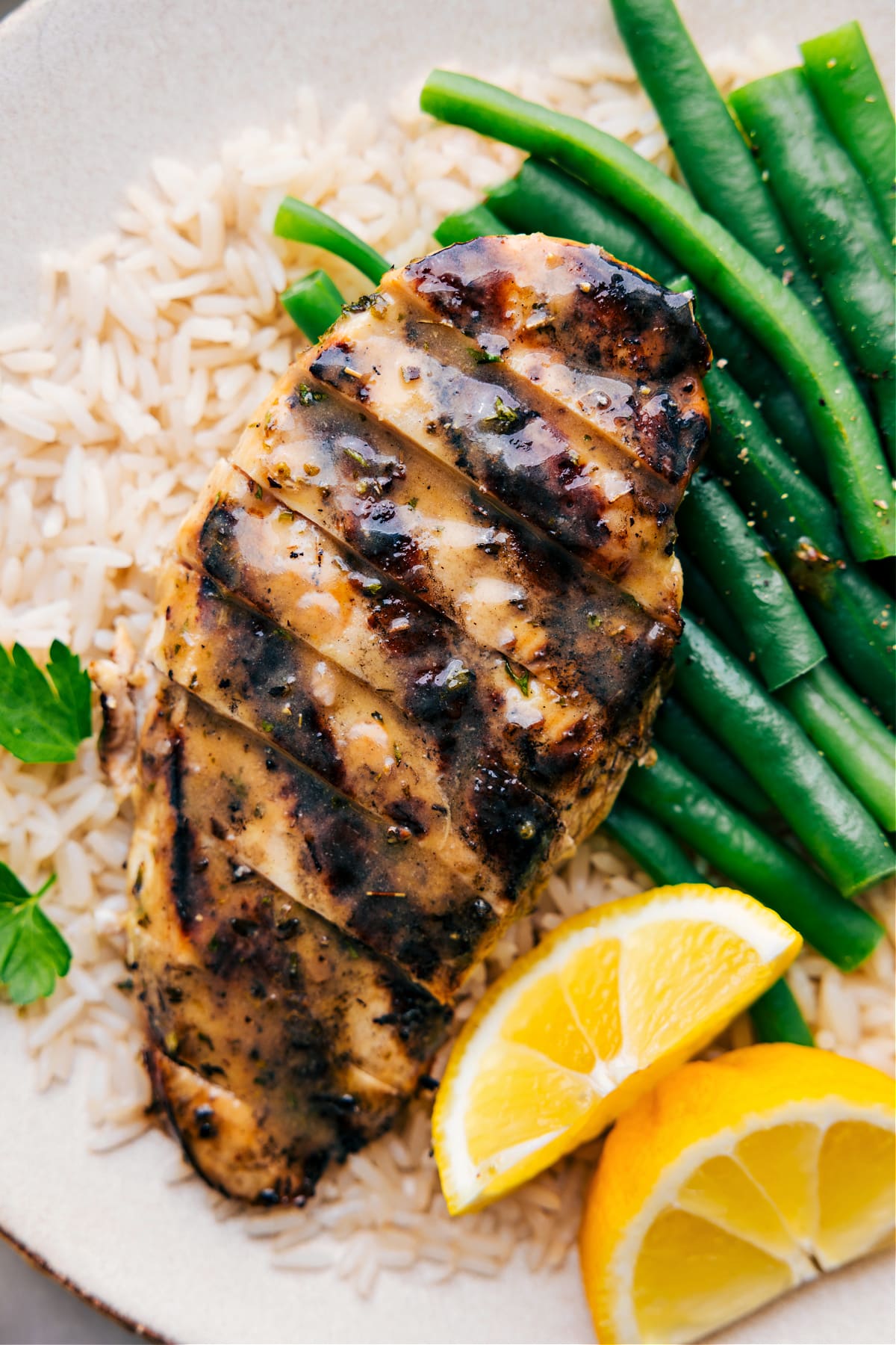 Easy Italian chicken marinade fresh off the grill ready to be enjoyed.