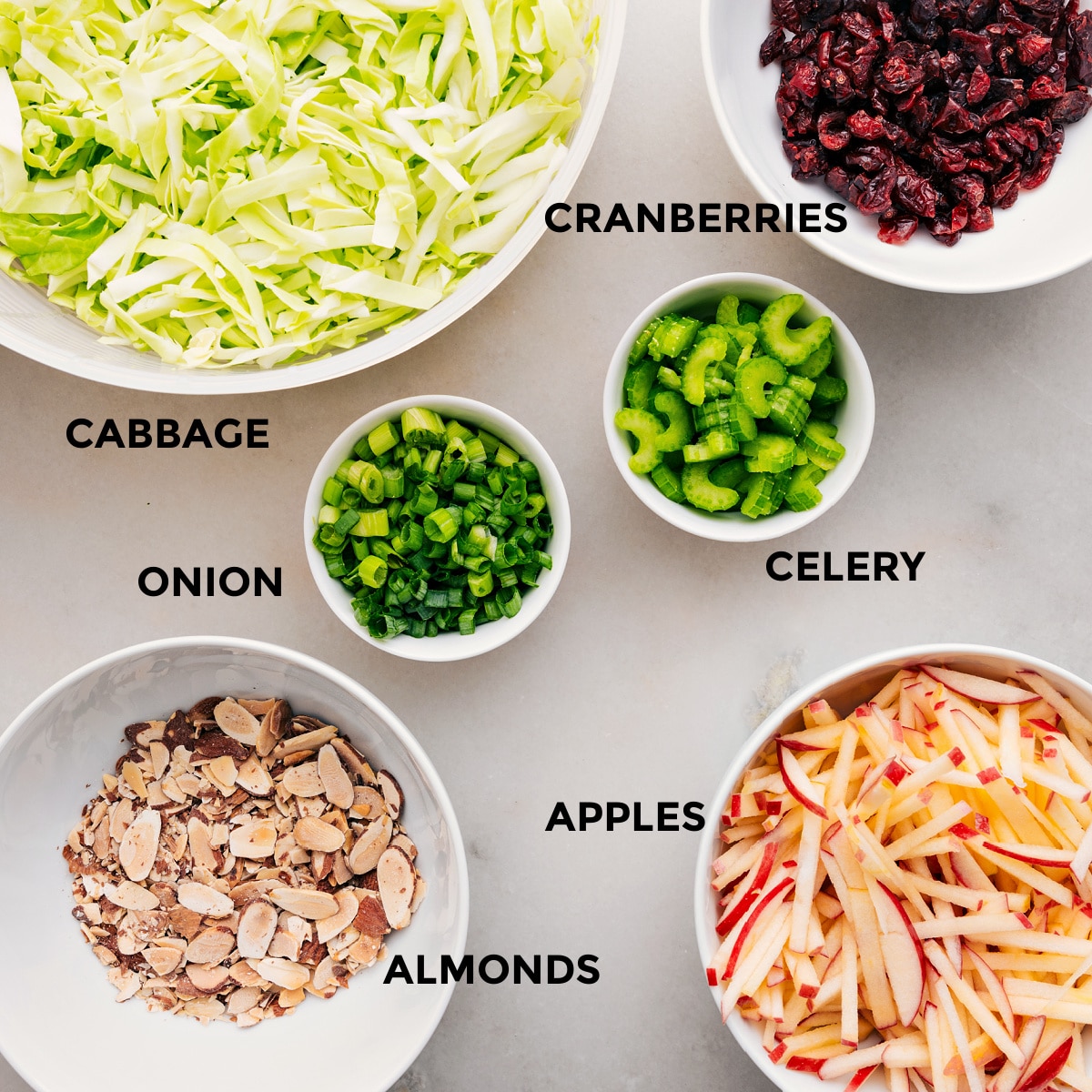 All the ingredients in this recipe prepped out for easy assembly.