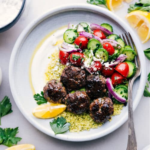 Greek Meatball Bowls - Chelsea's Messy Apron