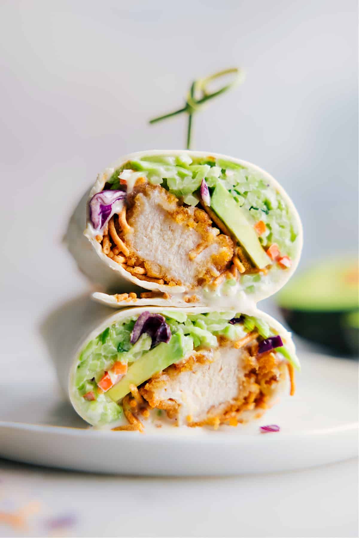 Asian Chicken Wraps stacked on top of each other.