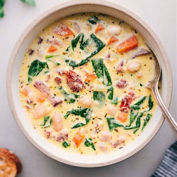 Big bowl of Ham and Bean Soup ready to be enjoyed.