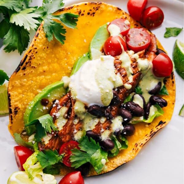 Crockpot Chicken Tacos ready to be enjoyed.