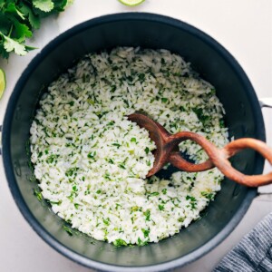 Cilantro Lime Rice in the pot ready to be served.